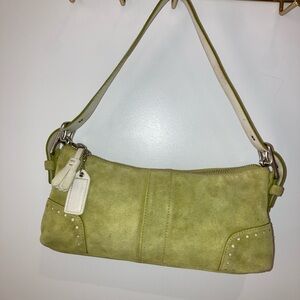 Coach Light Green Suede Shoulder Bag